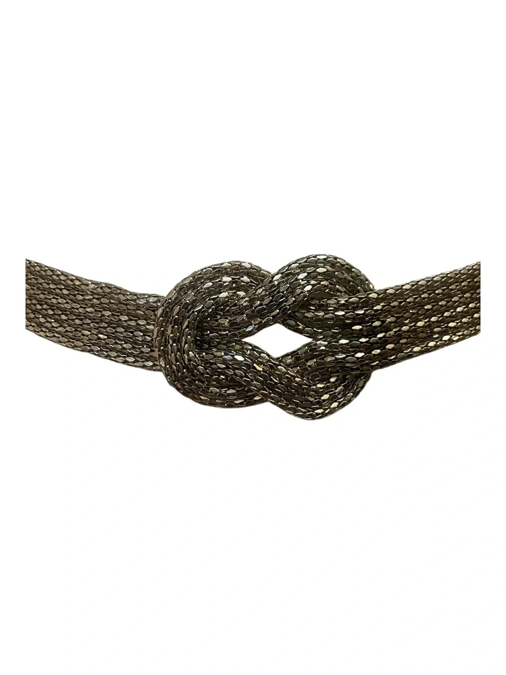 Womens Unmarked Silver Knitted Metallic Fashion Statement Belt Size S/M Evening